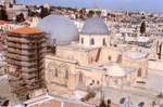 Εξωτερική άποψη του Ναού της Αναστάσεως στην Αγία Πόλη της Ιερουσαλήμ